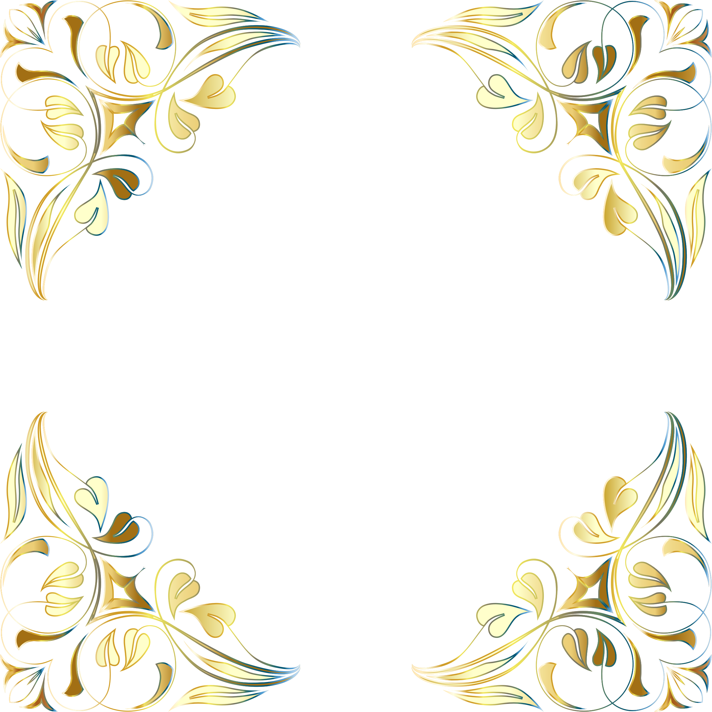 Clipart - Angoli Decorativi Vettoriali Oro (2372x2372)