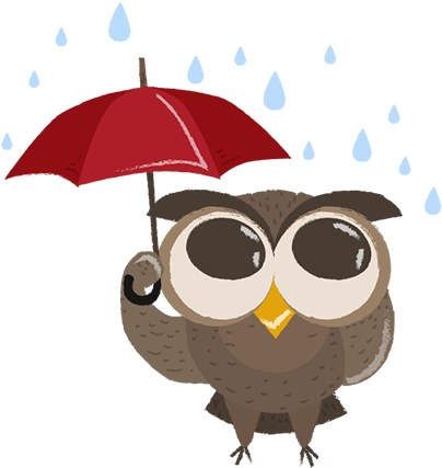 Message Clipart Cute Owl - Owl With Umbrella Clipart (433x433)