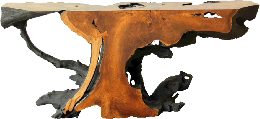 Teak Organic Console Made From Reclaimed Teak Root - Teak Root Console Table (972x549)