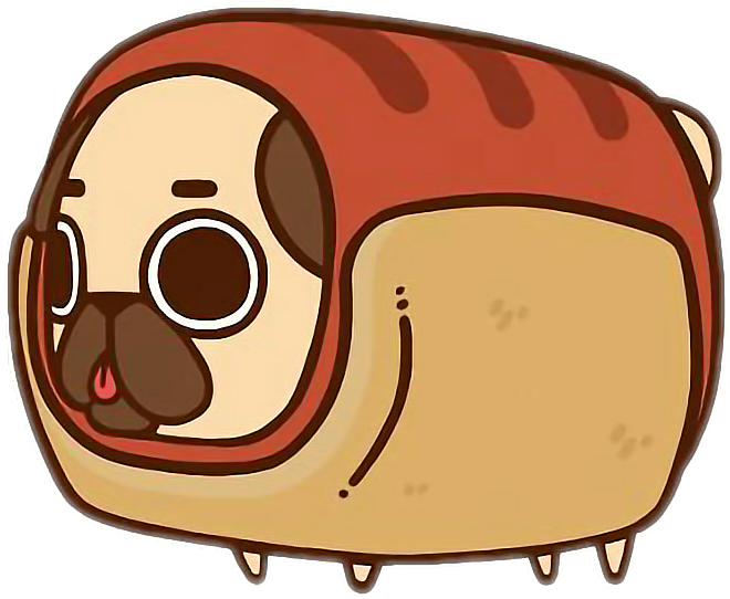 Pug Puglie Puglife Pugfood Pugstyle - Cute Hot Dog Drawing (660x542)