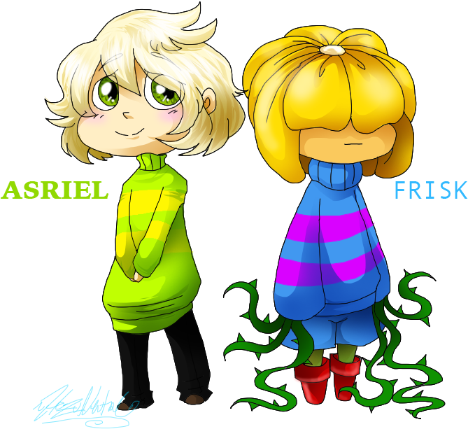 Overtale Chibi- Asriel Frisk By Hezuneutral On Deviantart - Overtale Frisk X Asriel (700x700)