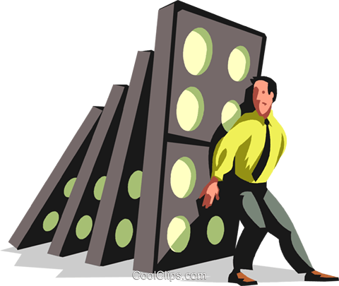 Businessman Holding Back Dominos Royalty Free Vector - Illustration (480x405)