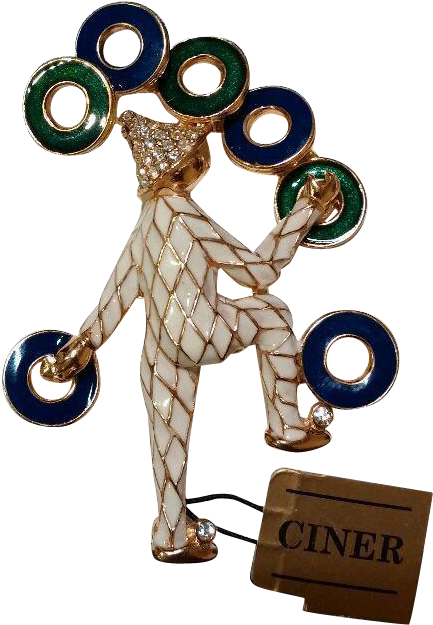 Beauty And Fun *ciner Juggler Pin Brooch* Vintage New - Cartoon (624x624)