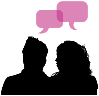 Speaking Heads And Speech Bubble - Silhouette (396x399)