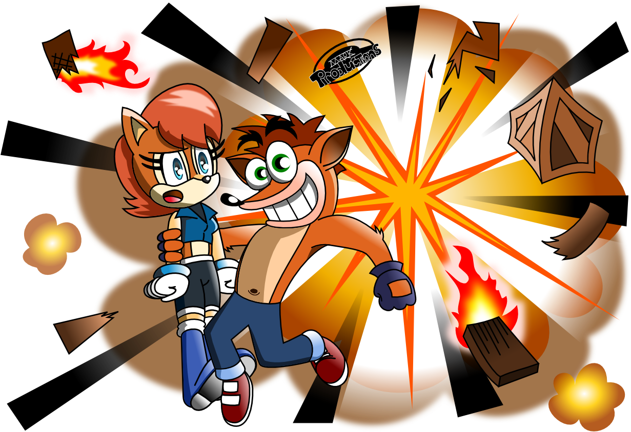 Saving Sally From A Crash By Markproductions - Crash Bandicoot And Sonic The Hedgehog Crossover (1269x855)