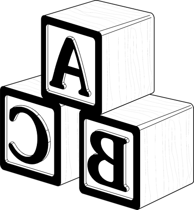 Abc Blocks Clipart Black And - Abc Blocks Clipart Black And (400x433)
