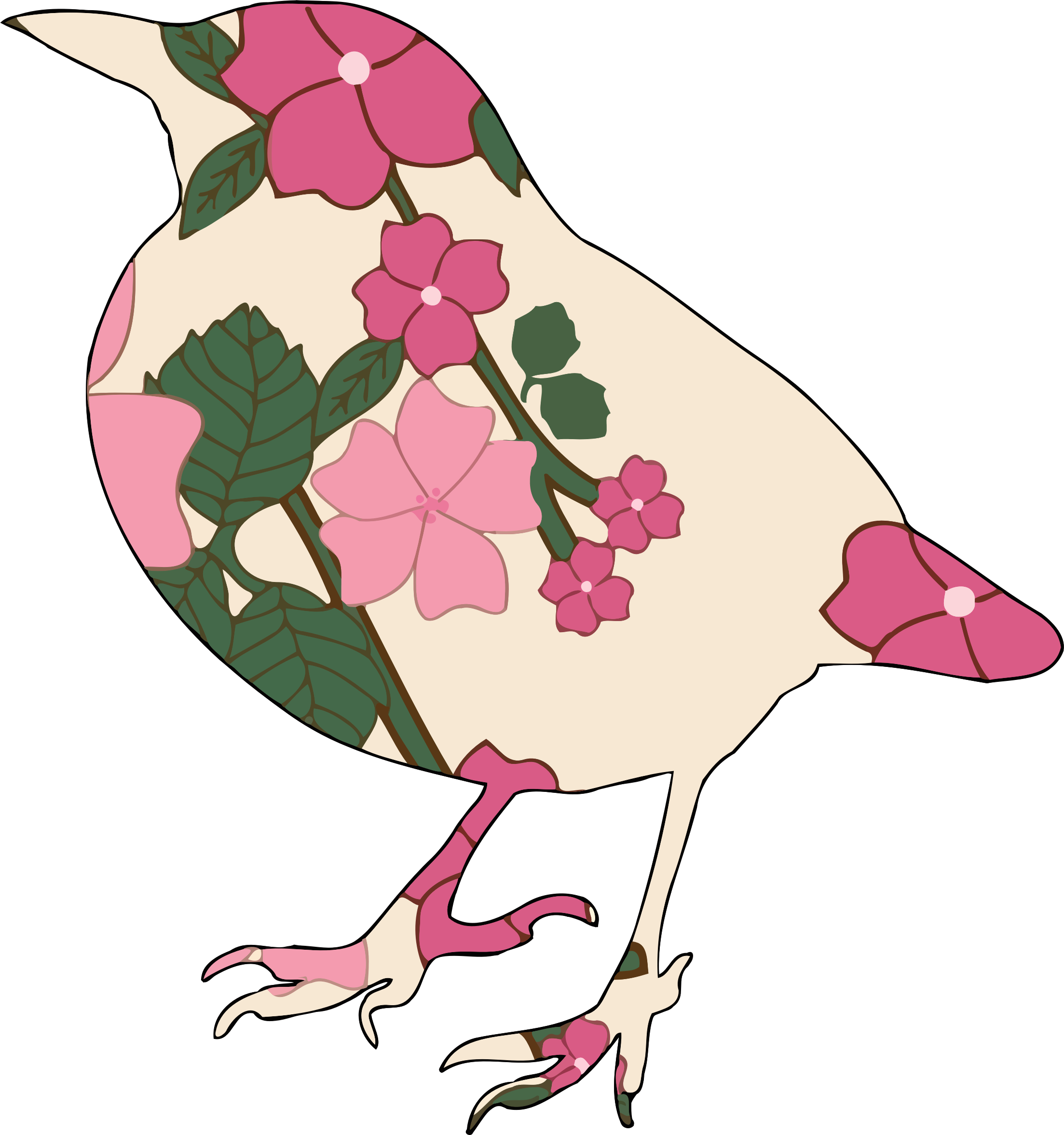 Bird 3 - Floral Notebook (2206x2352)