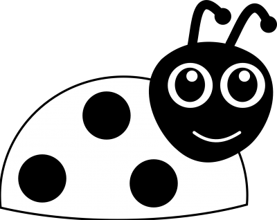 Flower Black And White Simple Flower Clipart Black - Lady Bug Black And White (400x318)