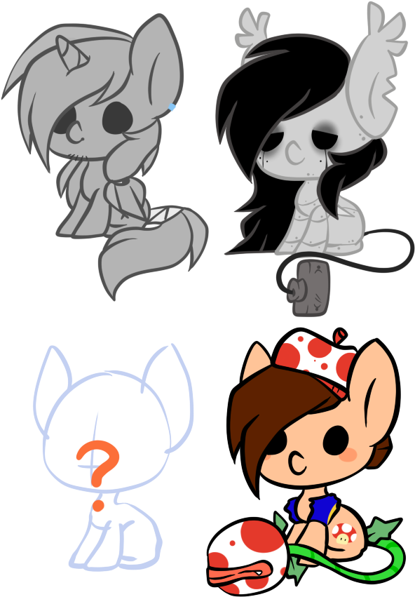 Chibi Horses/ych By Psicommander - Cartoon (681x884)