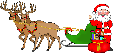 Christmas Sleigh Clipart - Animated Santa And Reindeer (494x266)