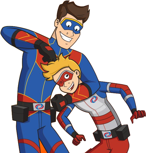 Ray And Henry Cartoon - Adventure Of Kid Danger And Captain Man (612x612)