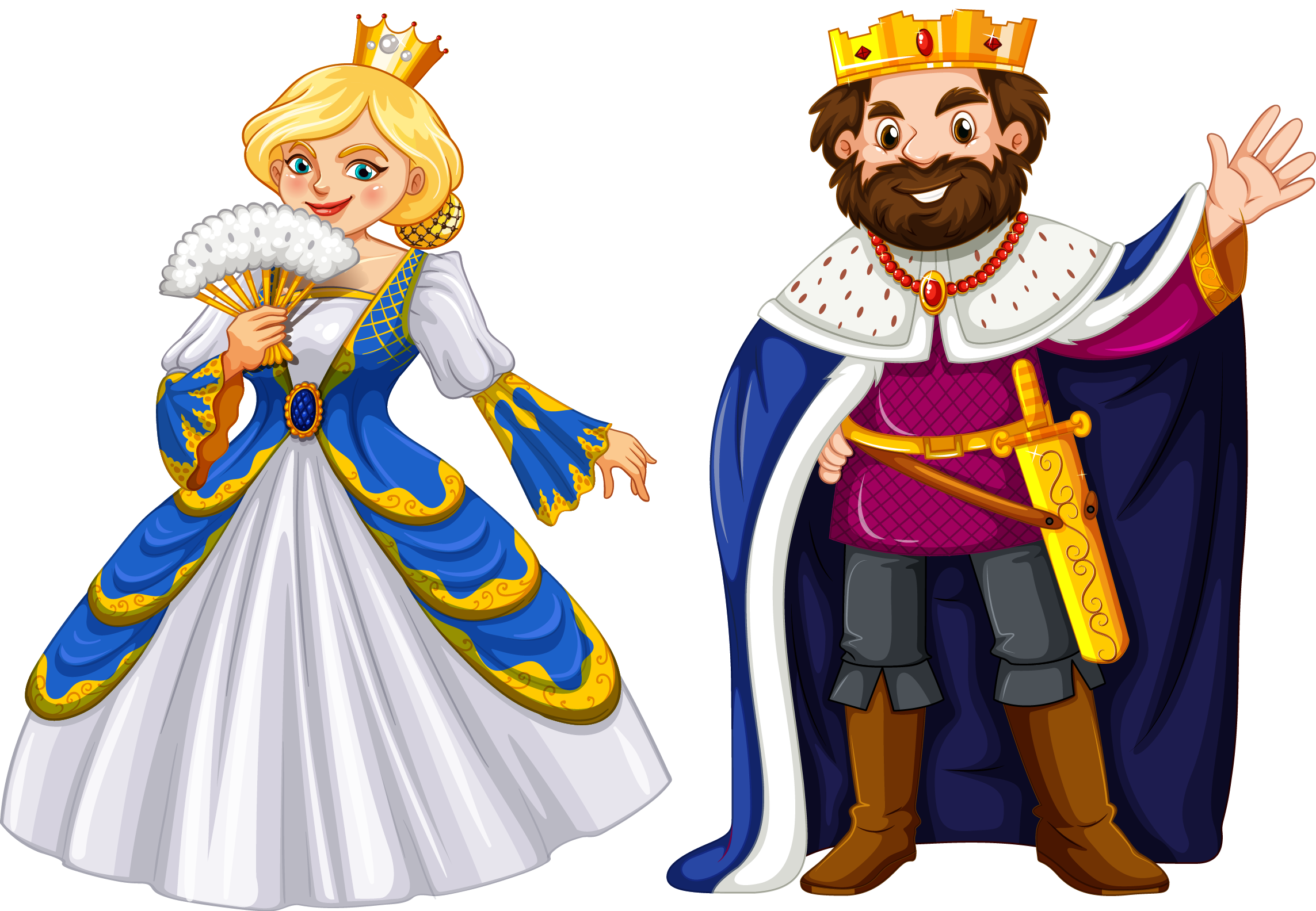 King Cartoon Queen Regnant Illustration - Cartoon Queen And King.