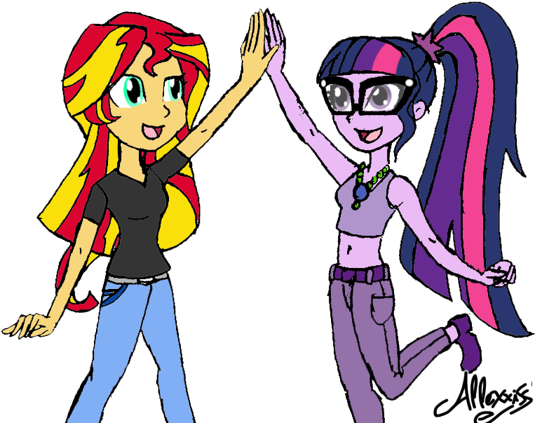 Sunset Shimmer And Sci-twi By Allexxiss - Sunset Shimmer (805x616)