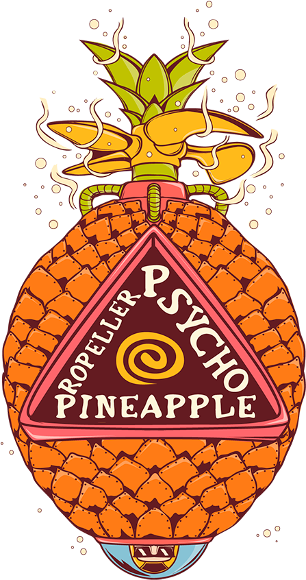Psycho Pineapple Propeller - Illustration (708x897)