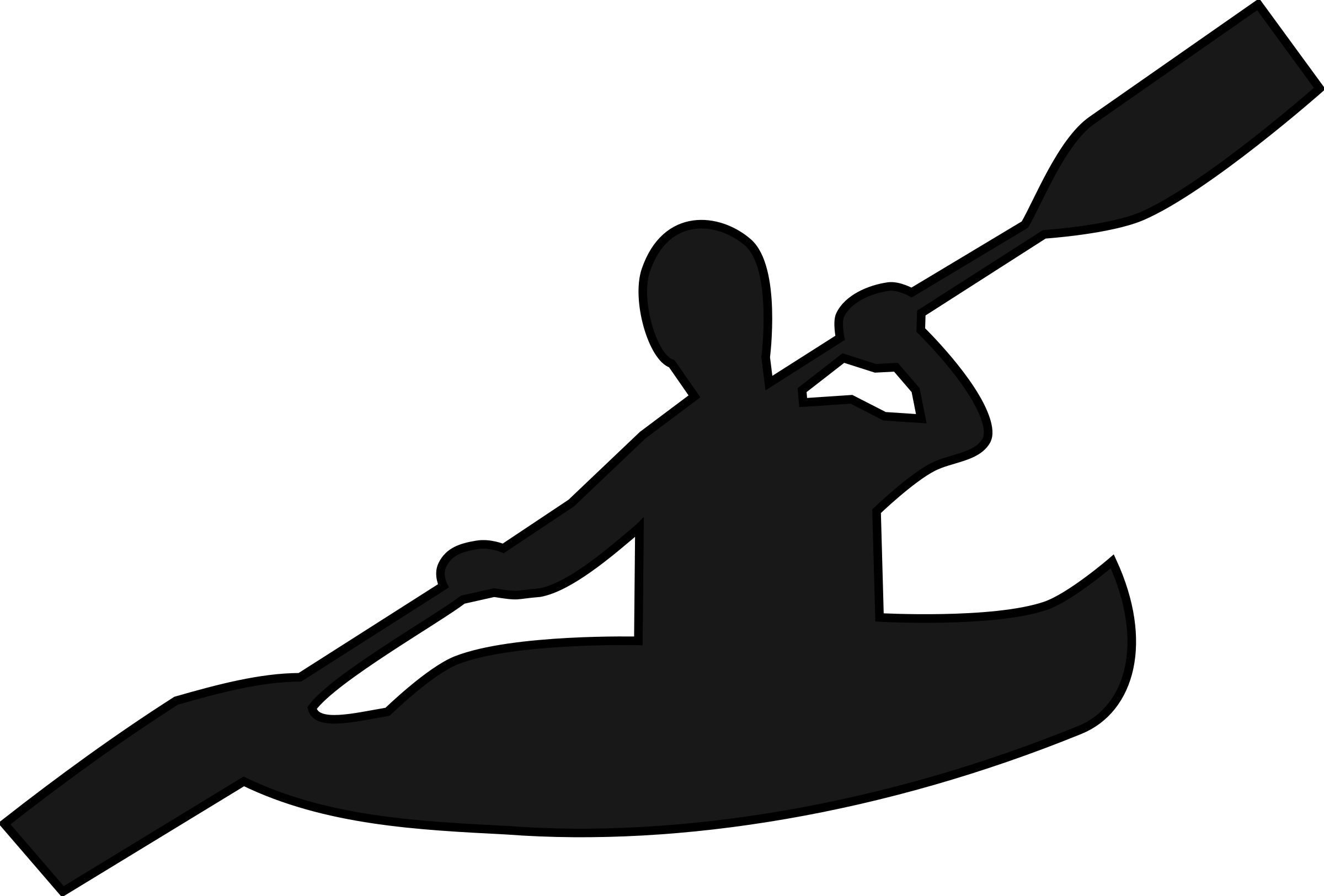 Clipart - Kayak Black And White (2400x1625)
