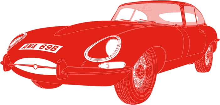 Side Profile Illustration Of Jaguar E-type Awa 96b - Antique Car (700x354)