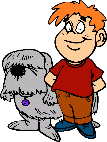 Boy And Dog Clip Art (444x588)