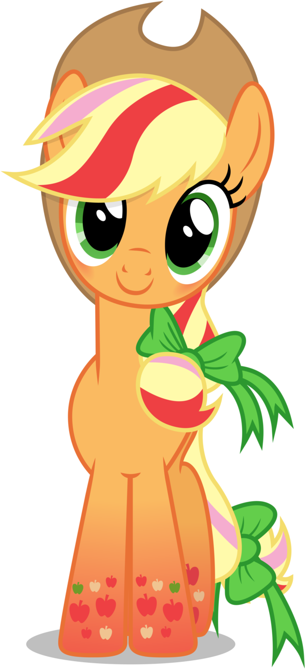 Rainbowfied From Group Shot By Caliazian - My Little Pony Applejack Rainbowfied (613x1303)