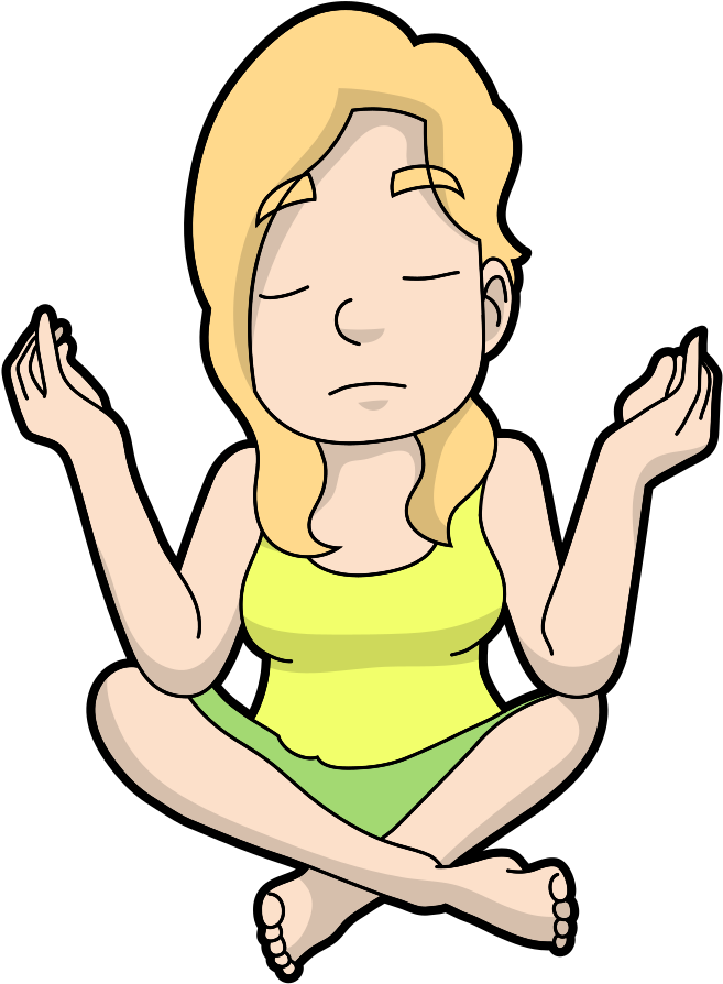 Cartoon Woman Begins To Meditate - Cartoon (791x1024)
