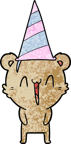 Happy Bear In Party Hat Cartoon - Teddy Bear (272x550)