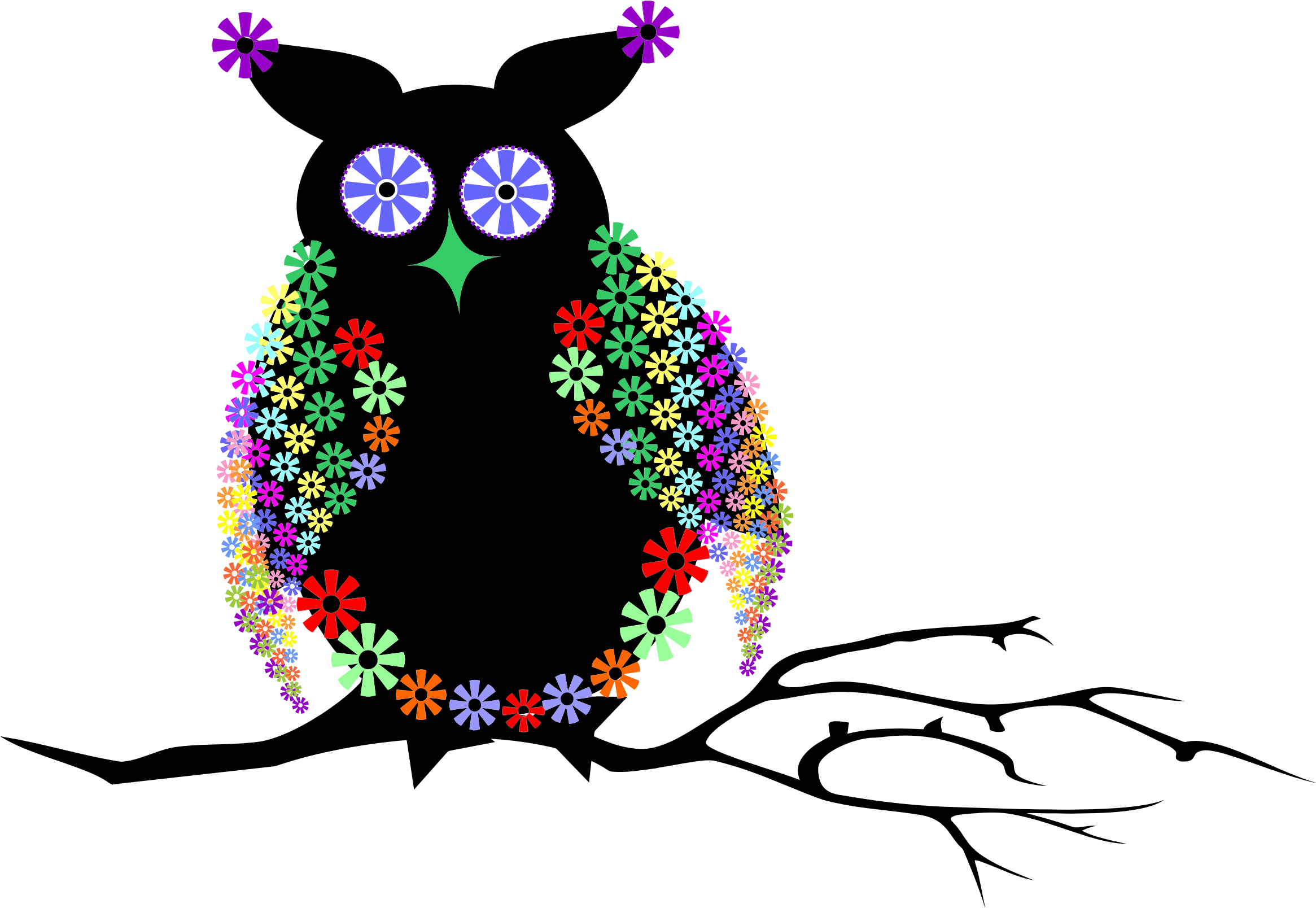 Abstract Floral Owl - Owl (2331x1608)