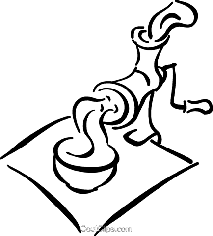 Meat Grinder Royalty Free Vector Clip Art Illustration - Line Art (434x480)