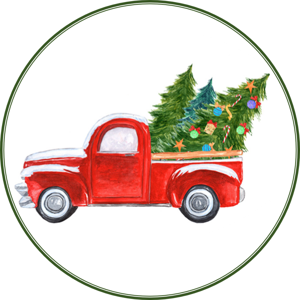 Personalized Christmas Cookies - Zazzle Christmas Red Pickup Truck On A Snowy Road Baby (1024x1024)
