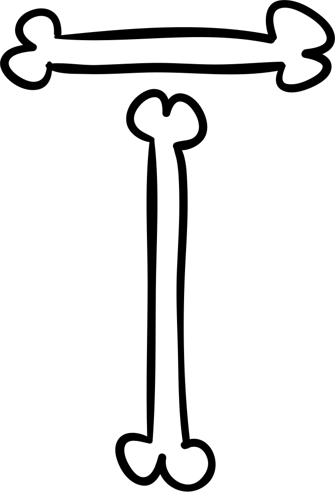 Letter T Of Bones Outlined Halloween Typography Comments - Abc Bones Stoke (668x981)