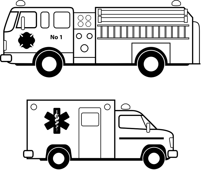 Colouring Pages Of Police Cars 11, Buy Clip Art - Ambulance Clipart Black And White (853x720)