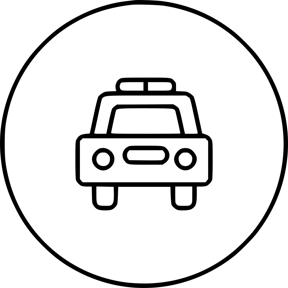 Police Cop Car Vehicle Police Car Comments - Line Art (980x980)