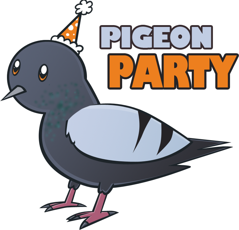 Pigeon Cartoon Character Stock Vector - Pigeon With A Birthday Hat (789x760)