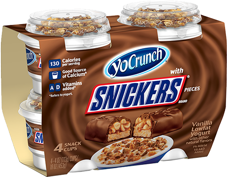 Best Low Calorie Ice Lollies And Creams For Your T - Yocrunch Yogurt, Lowfat, Vanilla, With Snickers Pieces (600x359)