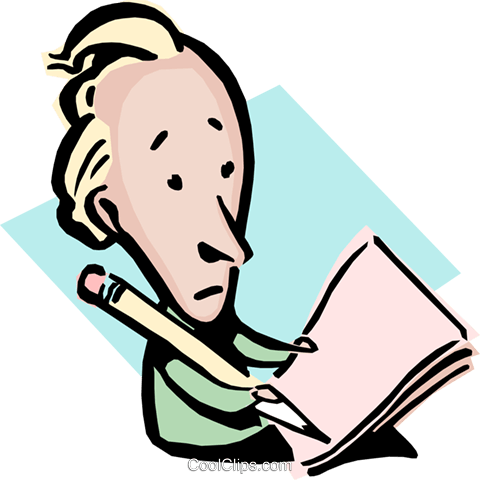 Cartoon Man With Pencil And Papers Royalty Free Vector - Cartoon Writing On Paper (480x480)