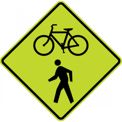 W11 15 Bicycle I Pedestrian Sign - Traffic Signs (480x480)