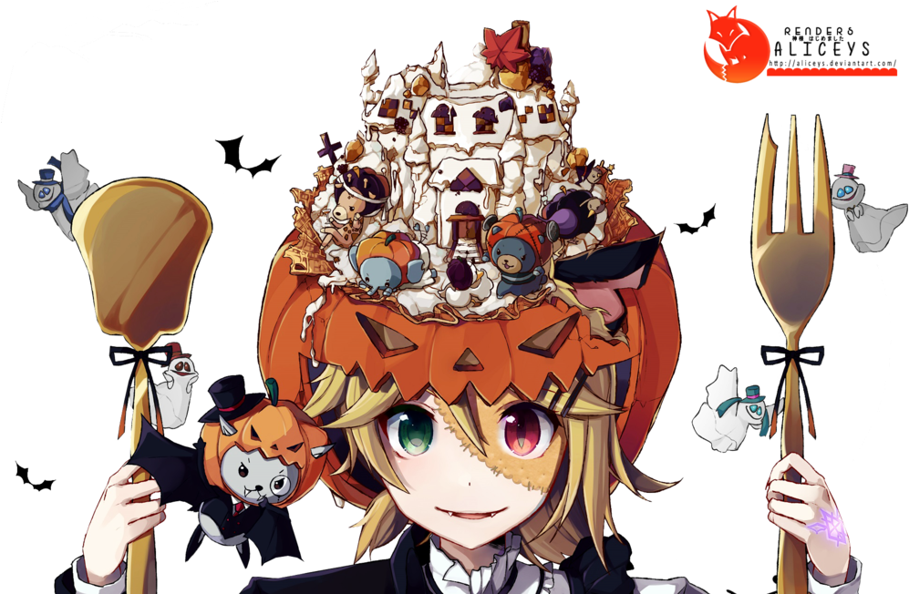 Render Vocaloid Halloween By Aliceys - Kagamine Len And Gumi Megpoid (1024x651)