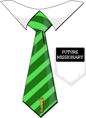Latter Day Clip Art Future Missionary Tag Green Tie - Draw A Tie On A Shirt (304x400)