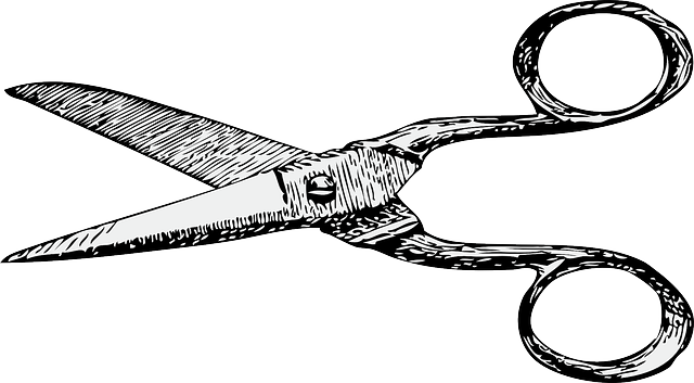 Black, Scissors, Office, Drawing, Open, Sketch - Scissors Drawing (640x353)