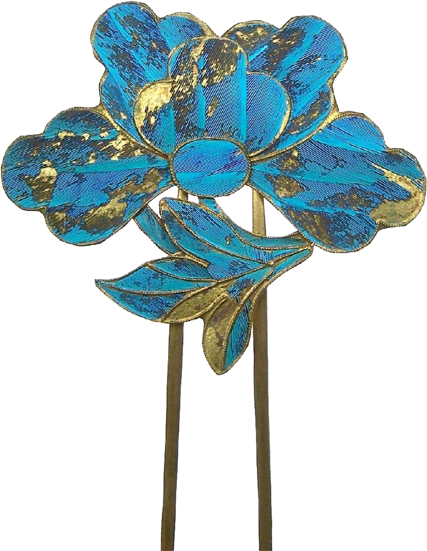 Chinese Kingfisher Feather Hair Pin With Lotus Flower - Chinese Kingfisher Hair Ornaments (1073x1073)