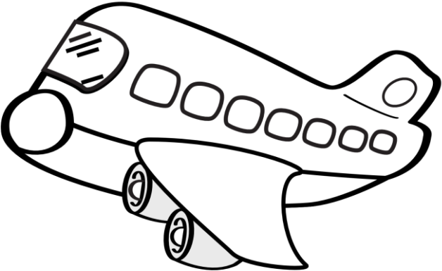 Pin Plane Clipart Black And White - Airplane Cartoon No Background (800x582)