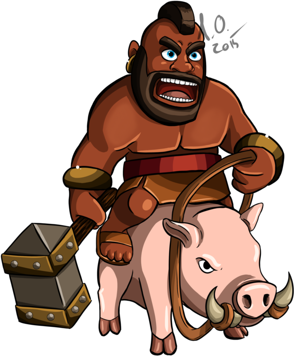 Commission - Clash Royale Hog Rider Drawing (600x776)