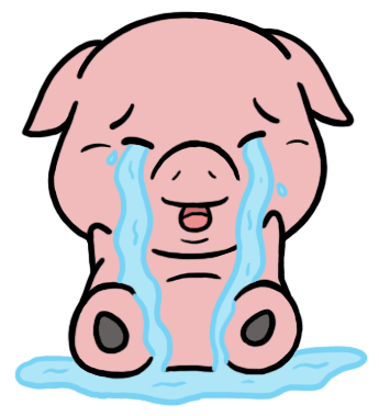 Cry Crying Sticker By Aminal Sticker For Ios Android - Sad Pig Cartoon (408x408)