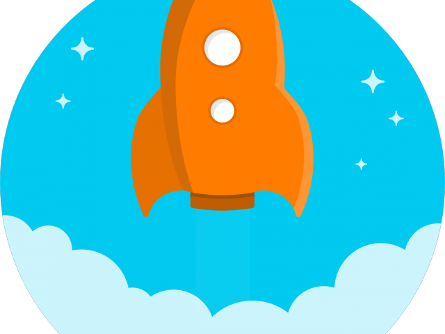 Starburst Clipart Rocket Blast - Rocket Clipart In Space (640x480)