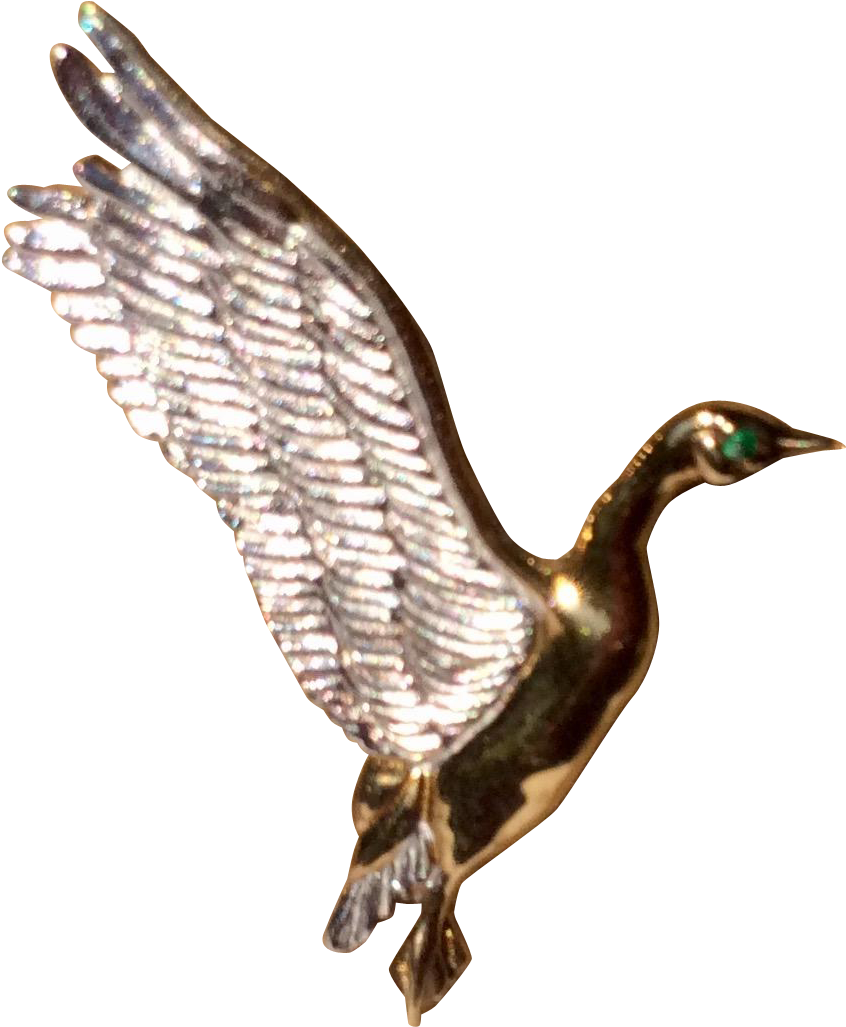 Vintage Yellow Gold Over Sterling Silver & Sterling - Wood Duck (1026x1026)