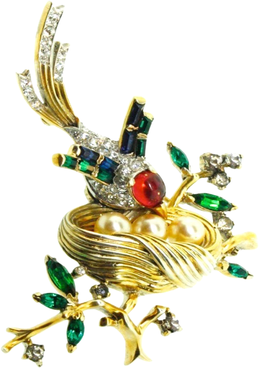 Trifari 'alfred Philippe' Sterling Bird And Nest On - Locket (1203x1203)