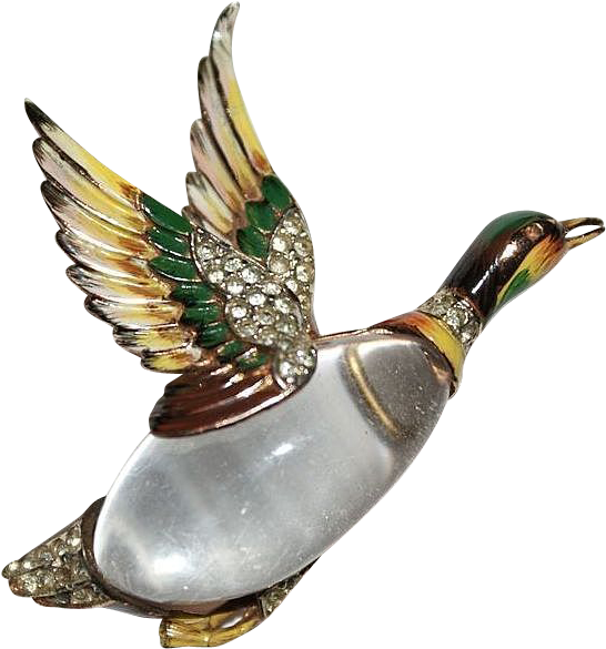 Coro Craft Sterling Jelly Belly Flying Duck Pin Brooch - Brooch (584x584)