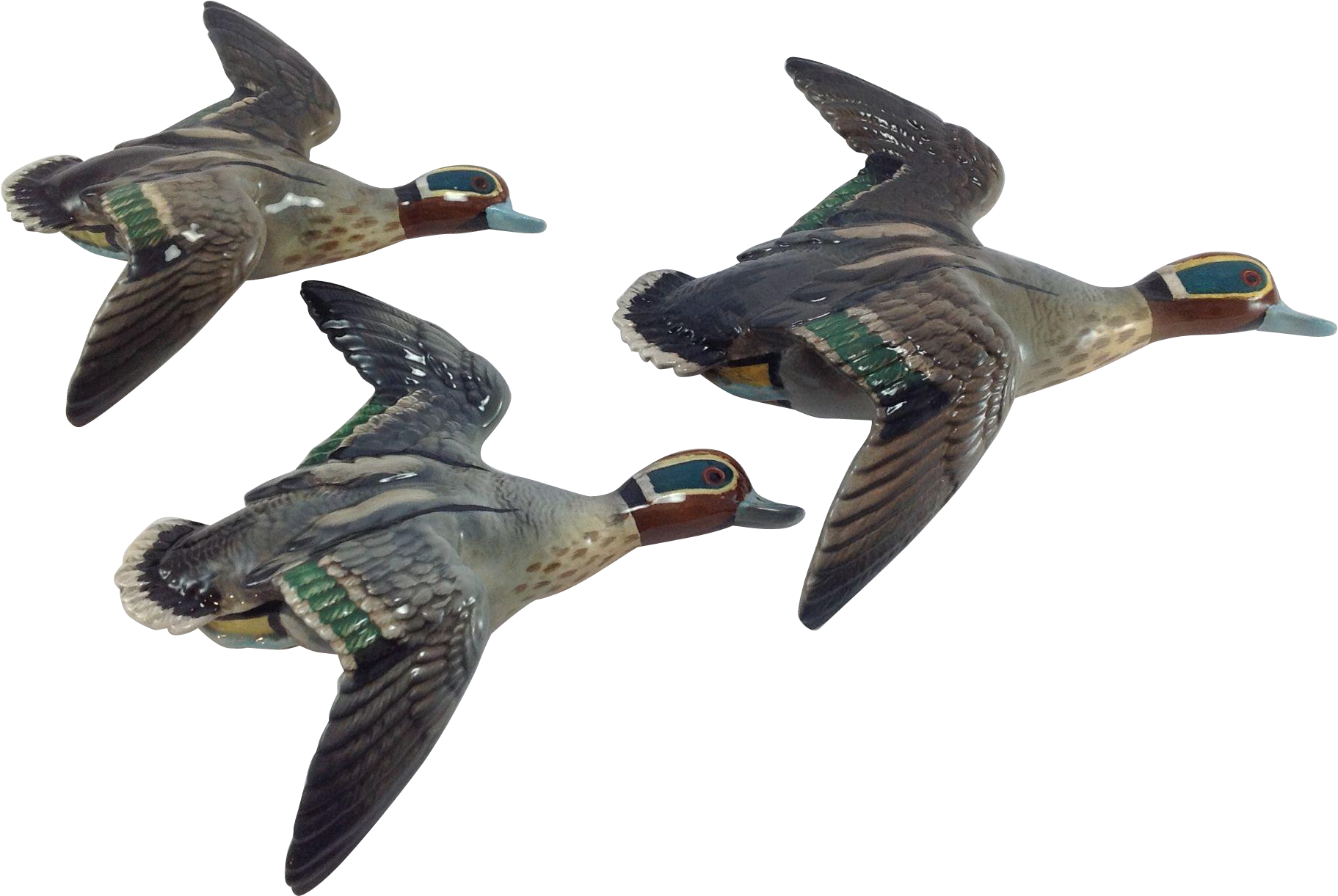 Rare Early Beswick Set Of 3 Flying Teal Ducks - Eurasian Teal (1822x1822)