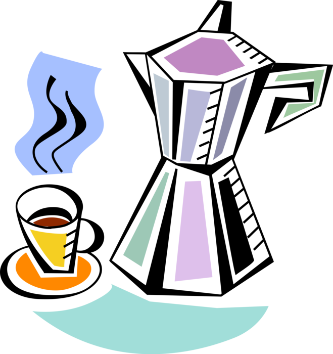 Vector Illustration Of Stove-top Moka Pot Macchinetta - Vector Illustration Of Stove-top Moka Pot Macchinetta (659x700)