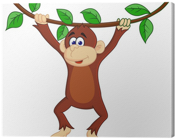 Komik Bebek Aslan Vektör Çizim Tuval Baskı • Pixers® - Clip Art Monkeys Hanging From Tree (400x400)