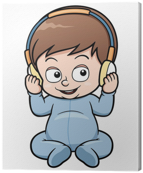 Bebek Karikatür Vektör Çizim Tuval Baskı • Pixers® - Desenho De Bebe Ouvindo (400x400)