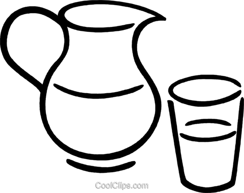 Pitcher Of Juice Royalty Free Vector Clip Art Illustration - Jug Clipart Black And White Png (480x381)
